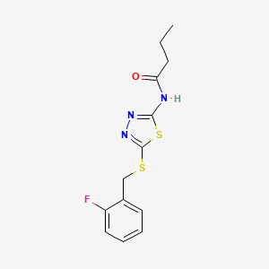 molecular formula C13H14FN3OS2 B2874951 N-(5-{[(2-FLUOROPHENYL)METHYL]SULFANYL}-1,3,4-THIADIAZOL-2-YL)BUTANAMIDE CAS No. 868976-27-6