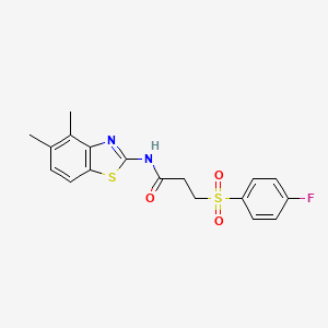 molecular formula C18H17FN2O3S2 B2874983 N-(4,5-dimethylbenzo[d]thiazol-2-yl)-3-((4-fluorophenyl)sulfonyl)propanamide CAS No. 895449-00-0