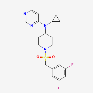 molecular formula C19H22F2N4O2S B2874999 N-cyclopropyl-N-{1-[(3,5-difluorophenyl)methanesulfonyl]piperidin-4-yl}pyrimidin-4-amine CAS No. 2380087-55-6