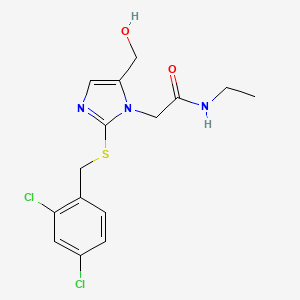 molecular formula C15H17Cl2N3O2S B2875017 2-(2-((2,4-dichlorobenzyl)thio)-5-(hydroxymethyl)-1H-imidazol-1-yl)-N-ethylacetamide CAS No. 921866-35-5