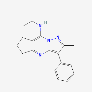 molecular formula C19H22N4 B2875028 N-isopropyl-2-methyl-3-phenyl-6,7-dihydro-5H-cyclopenta[d]pyrazolo[1,5-a]pyrimidin-8-amine CAS No. 896838-49-6