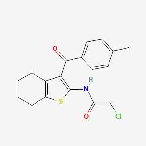 molecular formula C18H18ClNO2S B2875057 2-chloro-N-[3-(4-methylbenzoyl)-4,5,6,7-tetrahydro-1-benzothiophen-2-yl]acetamide CAS No. 565180-45-2