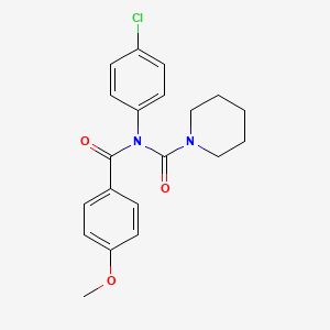 molecular formula C20H21ClN2O3 B2875101 N-(4-chlorophenyl)-4-methoxy-N-(piperidine-1-carbonyl)benzamide CAS No. 941869-84-7