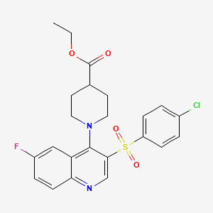 molecular formula C23H22ClFN2O4S B2875103 ETHYL 1-[3-(4-CHLOROBENZENESULFONYL)-6-FLUOROQUINOLIN-4-YL]PIPERIDINE-4-CARBOXYLATE CAS No. 866871-46-7