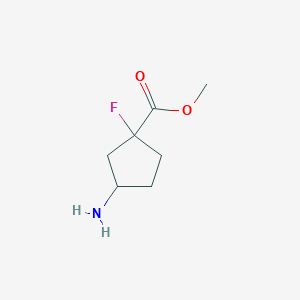 molecular formula C7H12FNO2 B2875116 Methyl 3-amino-1-fluorocyclopentane-1-carboxylate CAS No. 2248400-64-6