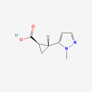 molecular formula C8H10N2O2 B2875121 rac-(1R,2R)-2-(1-methyl-1H-pyrazol-5-yl)cyclopropane-1-carboxylic acid, trans CAS No. 1899946-22-5