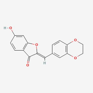 molecular formula C17H12O5 B2875154 (2Z)-2-[(2,3-dihydro-1,4-benzodioxin-6-yl)methylidene]-6-hydroxy-2,3-dihydro-1-benzofuran-3-one CAS No. 210360-80-8