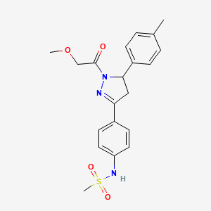 molecular formula C20H23N3O4S B2875155 N-(4-(1-(2-methoxyacetyl)-5-(p-tolyl)-4,5-dihydro-1H-pyrazol-3-yl)phenyl)methanesulfonamide CAS No. 851717-54-9