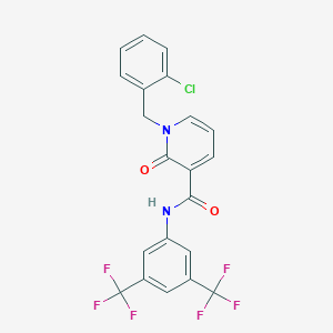 molecular formula C21H13ClF6N2O2 B2875156 N-[3,5-bis(trifluoromethyl)phenyl]-1-[(2-chlorophenyl)methyl]-2-oxo-1,2-dihydropyridine-3-carboxamide CAS No. 946248-73-3