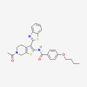 B2875168 N-(6-acetyl-3-(benzo[d]thiazol-2-yl)-4,5,6,7-tetrahydrothieno[2,3-c]pyridin-2-yl)-4-butoxybenzamide CAS No. 864859-48-3