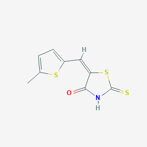 molecular formula C9H7NOS3 B2875195 (5E)-2-mercapto-5-[(5-methyl-2-thienyl)methylene]-1,3-thiazol-4(5H)-one CAS No. 341515-12-6