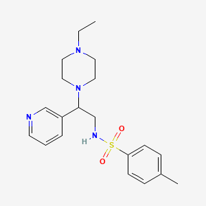 molecular formula C20H28N4O2S B2875211 N-[2-(4-ethylpiperazin-1-yl)-2-(pyridin-3-yl)ethyl]-4-methylbenzene-1-sulfonamide CAS No. 863558-59-2