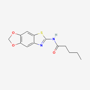 molecular formula C13H14N2O3S B2875217 N-{4,6-dioxa-10-thia-12-azatricyclo[7.3.0.0^{3,7}]dodeca-1(9),2,7,11-tetraen-11-yl}pentanamide CAS No. 892847-49-3