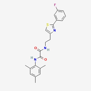 molecular formula C22H22FN3O2S B2875266 N-{2-[2-(3-fluorophenyl)-1,3-thiazol-4-yl]ethyl}-N'-(2,4,6-trimethylphenyl)ethanediamide CAS No. 895785-34-9