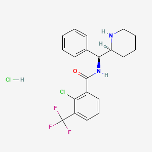 B2875268 2-Chloro-N-[(S)-phenyl-[(2S)-piperidin-2-yl]methyl]-3-(trifluoromethyl)benzamide;hydrochloride CAS No. 615571-23-8