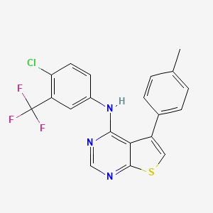 molecular formula C20H13ClF3N3S B2875322 N-[4-chloro-3-(trifluoromethyl)phenyl]-5-(4-methylphenyl)thieno[2,3-d]pyrimidin-4-amine CAS No. 670269-89-3