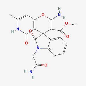 molecular formula C20H18N4O6 B2875384 methyl 2'-amino-1-(carbamoylmethyl)-7'-methyl-2,5'-dioxo-1,2,5',6'-tetrahydrospiro[indole-3,4'-pyrano[3,2-c]pyridine]-3'-carboxylate CAS No. 873571-59-6