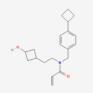 molecular formula C20H27NO2 B2875389 N-[(4-Cyclobutylphenyl)methyl]-N-[2-(3-hydroxycyclobutyl)ethyl]prop-2-enamide CAS No. 2411308-42-2