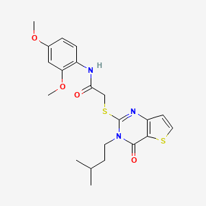 molecular formula C21H25N3O4S2 B2875399 N-(2,4-dimethoxyphenyl)-2-{[3-(3-methylbutyl)-4-oxo-3,4-dihydrothieno[3,2-d]pyrimidin-2-yl]sulfanyl}acetamide CAS No. 1252925-15-7