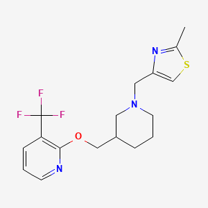 molecular formula C17H20F3N3OS B2875402 2-({1-[(2-Methyl-1,3-thiazol-4-yl)methyl]piperidin-3-yl}methoxy)-3-(trifluoromethyl)pyridine CAS No. 2379977-38-3