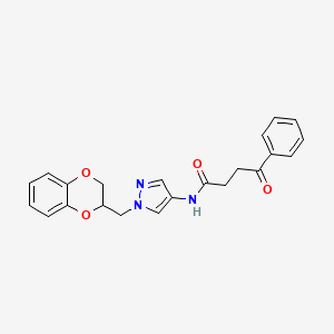 molecular formula C22H21N3O4 B2875406 N-{1-[(2,3-dihydro-1,4-benzodioxin-2-yl)methyl]-1H-pyrazol-4-yl}-4-oxo-4-phenylbutanamide CAS No. 1795194-20-5