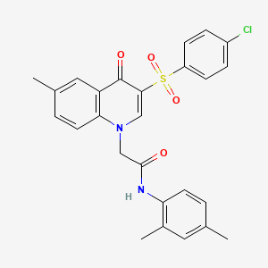 molecular formula C26H23ClN2O4S B2875428 2-[3-(4-chlorobenzenesulfonyl)-6-methyl-4-oxo-1,4-dihydroquinolin-1-yl]-N-(2,4-dimethylphenyl)acetamide CAS No. 866725-61-3