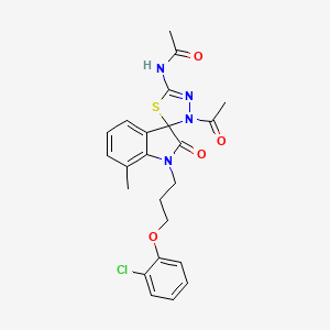molecular formula C23H23ClN4O4S B2875439 N-{3'-acetyl-1-[3-(2-chlorophenoxy)propyl]-7-methyl-2-oxo-1,2-dihydro-3'H-spiro[indole-3,2'-[1,3,4]thiadiazole]-5'-yl}acetamide CAS No. 905787-58-8