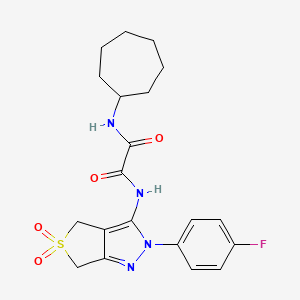 molecular formula C20H23FN4O4S B2875443 N'-cycloheptyl-N-[2-(4-fluorophenyl)-5,5-dioxo-2H,4H,6H-5lambda6-thieno[3,4-c]pyrazol-3-yl]ethanediamide CAS No. 899989-55-0