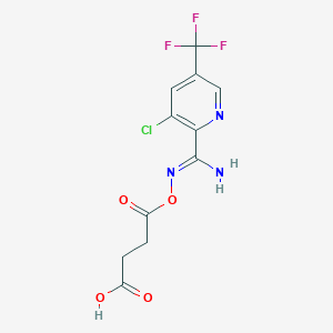 molecular formula C11H9ClF3N3O4 B2875491 4-[({(Z)-amino[3-chloro-5-(trifluoromethyl)-2-pyridinyl]methylidene}amino)oxy]-4-oxobutanoic acid CAS No. 400076-71-3