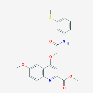 molecular formula C21H20N2O5S B2875497 METHYL 6-METHOXY-4-({[3-(METHYLSULFANYL)PHENYL]CARBAMOYL}METHOXY)QUINOLINE-2-CARBOXYLATE CAS No. 1358124-30-7