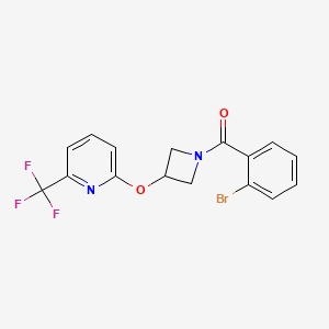 molecular formula C16H12BrF3N2O2 B2875498 (2-Bromophenyl)(3-((6-(trifluoromethyl)pyridin-2-yl)oxy)azetidin-1-yl)methanone CAS No. 2034568-18-6