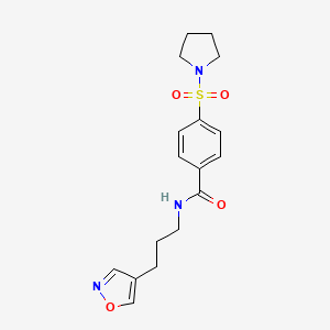 molecular formula C17H21N3O4S B2875513 N-(3-(isoxazol-4-yl)propyl)-4-(pyrrolidin-1-ylsulfonyl)benzamide CAS No. 1904132-79-1