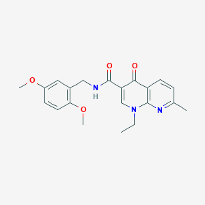 molecular formula C21H23N3O4 B2875521 N-[(2,5-dimethoxyphenyl)methyl]-1-ethyl-7-methyl-4-oxo-1,4-dihydro-1,8-naphthyridine-3-carboxamide CAS No. 1251569-82-0