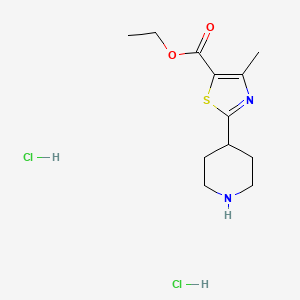 molecular formula C12H20Cl2N2O2S B2875554 Ethyl 4-methyl-2-(piperidin-4-yl)-1,3-thiazole-5-carboxylate dihydrochloride CAS No. 2094565-87-2