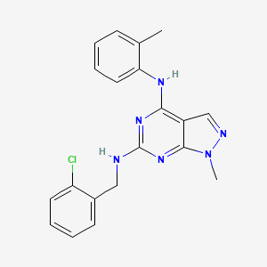 molecular formula C20H19ClN6 B2875561 N6-[(2-chlorophenyl)methyl]-1-methyl-N4-(2-methylphenyl)-1H-pyrazolo[3,4-d]pyrimidine-4,6-diamine CAS No. 894193-87-4
