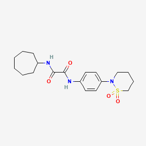 molecular formula C19H27N3O4S B2875565 N'-cycloheptyl-N-[4-(1,1-dioxo-1lambda6,2-thiazinan-2-yl)phenyl]ethanediamide CAS No. 899748-41-5