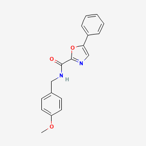molecular formula C18H16N2O3 B2875581 N-[(4-METHOXYPHENYL)METHYL]-5-PHENYL-1,3-OXAZOLE-2-CARBOXAMIDE CAS No. 955768-33-9