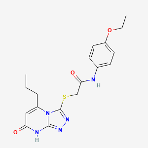 molecular formula C18H21N5O3S B2875582 N-(4-ethoxyphenyl)-2-({7-oxo-5-propyl-7H,8H-[1,2,4]triazolo[4,3-a]pyrimidin-3-yl}sulfanyl)acetamide CAS No. 895004-05-4