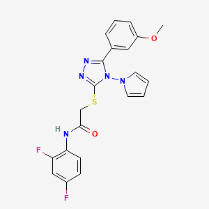molecular formula C21H17F2N5O2S B2875585 N-(2,4-difluorophenyl)-2-{[5-(3-methoxyphenyl)-4-(1H-pyrrol-1-yl)-4H-1,2,4-triazol-3-yl]sulfanyl}acetamide CAS No. 898429-49-7
