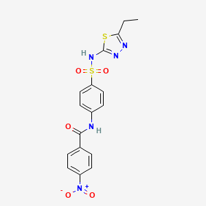 molecular formula C17H15N5O5S2 B2875589 N-{4-[(5-ethyl-1,3,4-thiadiazol-2-yl)sulfamoyl]phenyl}-4-nitrobenzamide CAS No. 307524-05-6