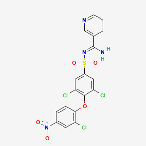 molecular formula C18H11Cl3N4O5S B2875590 N1-imino(3-pyridyl)methyl-3,5-dichloro-4-(2-chloro-4-nitrophenoxy)benzene-1-sulfonamide CAS No. 210411-43-1