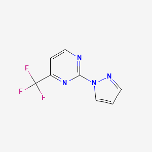 molecular formula C8H5F3N4 B2875598 2-(1H-Pyrazol-1-yl)-4-(trifluoromethyl)pyrimidine CAS No. 1227955-10-3