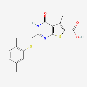 2-{[(2,5-dimethylphenyl)sulfanyl]methyl}-5-methyl-4-oxo-3H,4H-thieno[2,3-d]pyrimidine-6-carboxylic acid