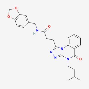 molecular formula C25H27N5O4 B2875620 N-[(2H-1,3-benzodioxol-5-yl)methyl]-3-[4-(3-methylbutyl)-5-oxo-4H,5H-[1,2,4]triazolo[4,3-a]quinazolin-1-yl]propanamide CAS No. 902930-41-0