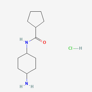 molecular formula C12H23ClN2O B2875628 N-[(1R*,4R*)-4-Aminocyclohexyl]cyclopentane-carboxamide hydrochloride CAS No. 1286264-09-2