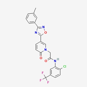 molecular formula C23H16ClF3N4O3 B2875636 N-[2-chloro-5-(trifluoromethyl)phenyl]-2-{5-[3-(3-methylphenyl)-1,2,4-oxadiazol-5-yl]-2-oxo-1,2-dihydropyridin-1-yl}acetamide CAS No. 1326944-34-6