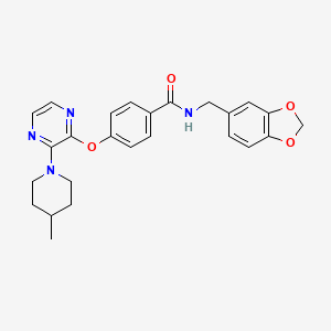 N-(1,3-benzodioxol-5-ylmethyl)-4-{[3-(4-methylpiperidin-1-yl)pyrazin-2-yl]oxy}benzamide