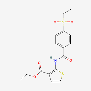molecular formula C16H17NO5S2 B2875684 Ethyl 2-(4-(ethylsulfonyl)benzamido)thiophene-3-carboxylate CAS No. 922824-71-3