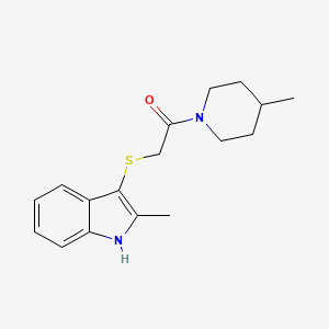 molecular formula C17H22N2OS B2875688 2-((2-methyl-1H-indol-3-yl)thio)-1-(4-methylpiperidin-1-yl)ethanone CAS No. 536701-71-0