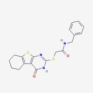 molecular formula C19H19N3O2S2 B2875700 N-benzyl-2-[(4-hydroxy-5,6,7,8-tetrahydro[1]benzothieno[2,3-d]pyrimidin-2-yl)sulfanyl]acetamide CAS No. 325476-14-0